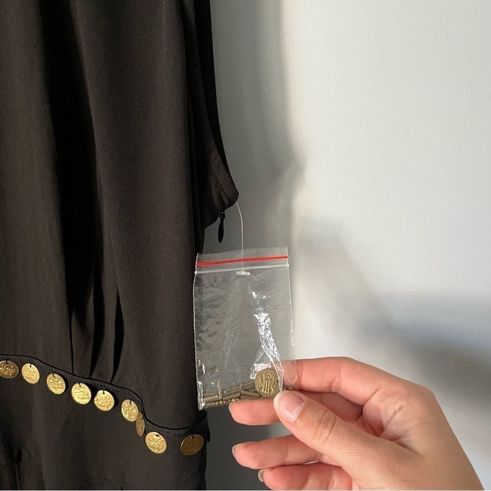 Free People Bohemian Soul Gold Coin Embellished Black Halter Neck Catsuit Size 4 - Picture 11 of 16